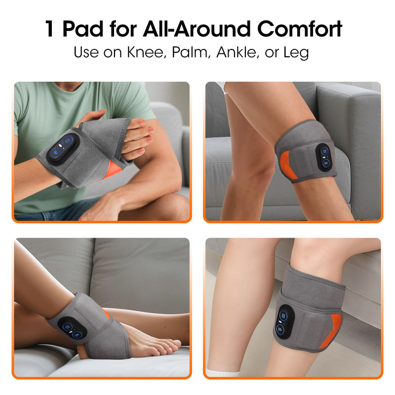 Cordless Wrist Heating Pad Wrap for Pain Relief, Heated Wrist Massager for Carpal Tunnel, Heated Wrist Brace, Wrist Hand Heating Pad, Hand Massager with Heat, Red Light for Carpal Tunnel, Gray