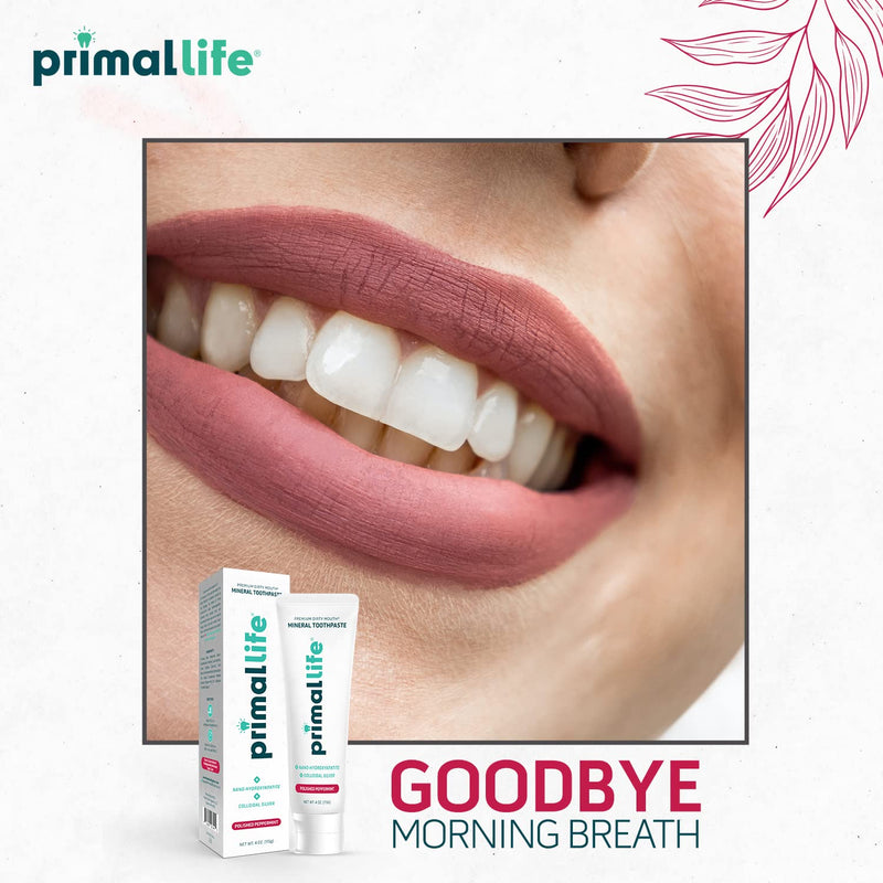 [Australia] - Primal Life Organics Premium Dirty Mouth Mineral Toothpaste - Nano-Hydroxyapatite, Colloidal Silver, Charcoal - Organic, All Natural Whitening Formula (Peppermint Flavor, 4 Oz) Peppermint 