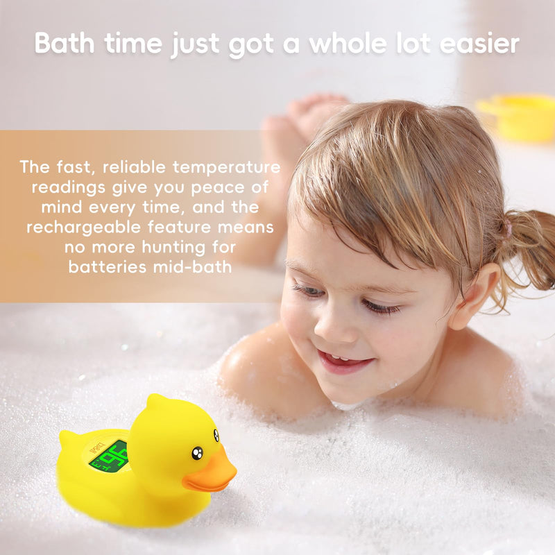[Australia] - b&h Rechargeable Baby Bath Thermometer, Digital Floating Shower Thermometer for Infant Bathtub and Room, Upgraded Turn Off Function, Fast Temperature Reading, Safety Newborn Bath Time Toy (Baby Duck) baby duck 