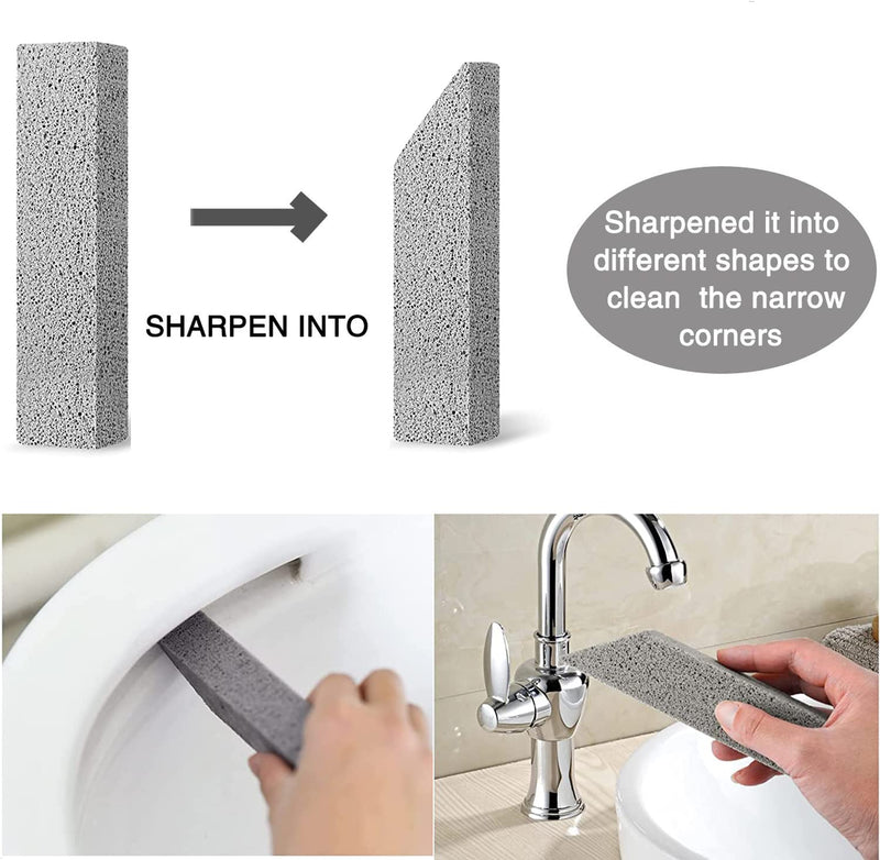 6 Pack Pumice Stone for Toilet Bowl Cleaning, Scouring Stick Remove Toilet Bowl Hard Water Rings, Calcium Buildup and Rust Suitable for Cleaning Toilet, Bathroom, Kitchen Sink, Grill（Gray Gray