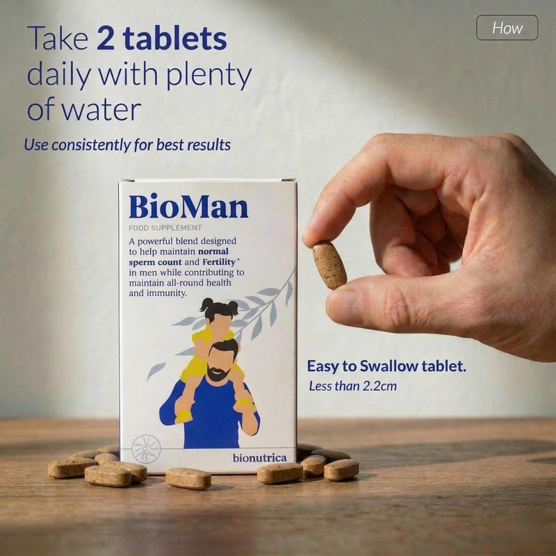 BioMan: Support Men Fertility, Sperm Quality, Testosterone Balance, Stamina & Overall Health | MacaRoot 1500mg, Coq10 100mg, Grapeseed 500mg, Zinc15mg, Fenugreek 150mg (60 TABS (1 Month Supply)) 60 count (Pack of 1)