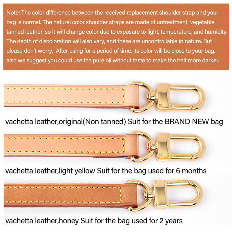 Vachetta Leather Replacement Strap, Universal Fit Bag Strap for Neverfull Speedy Graceful Boulogne, 49 x 9 inches, Gold Hardware(Honey, Width0.7in&Length:46.8in) Honey