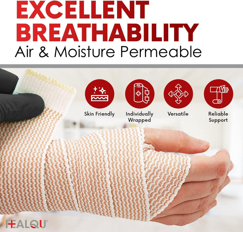 [Australia] - HEALQU Elastic Bandage - Self-Adhesive Bandage 4 Rolls (10 cm x 4.5 m) Stretchy Bandage for Legs, Knees, Ankles, Wrists, Elbows & Shoulders | Fixation bandage for sports injuries 10 cm 4 rolls 