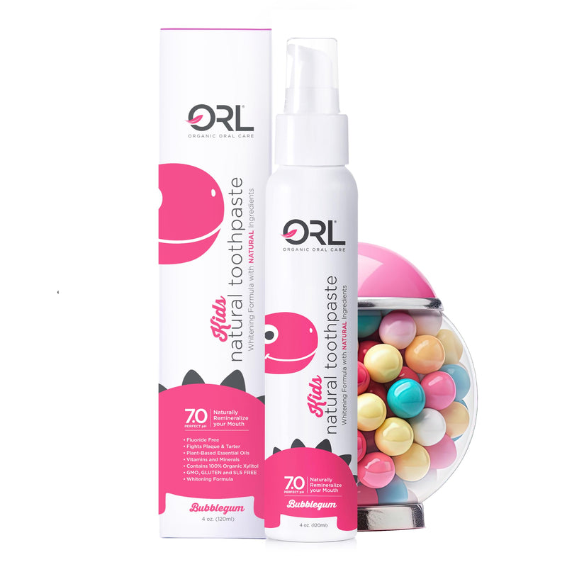 [Australia] - ORL Fluoride-Free, Natural Hydroxyapatite Toothpaste, Organic Xylitol. Helps Strengthen Teeth, Prevent Cavities, Non-Toxic Ingredients. Natural Bubblegum Flavor 4 oz. Made is USA 