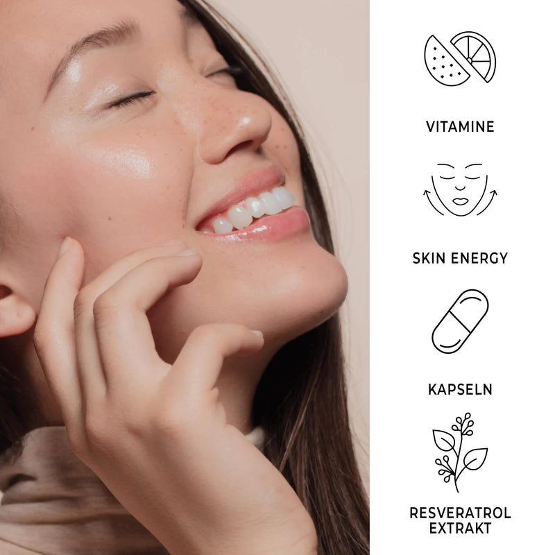 [Australia] - KIYOMI SKIN Energy Resveratrol Capsules - 60 Capsules - Dietary Supplement for All Skin Types, Radiant Complexion, Antioxidant Protection - Vegan, Hypoallergenic, Gluten and Lactose Free 