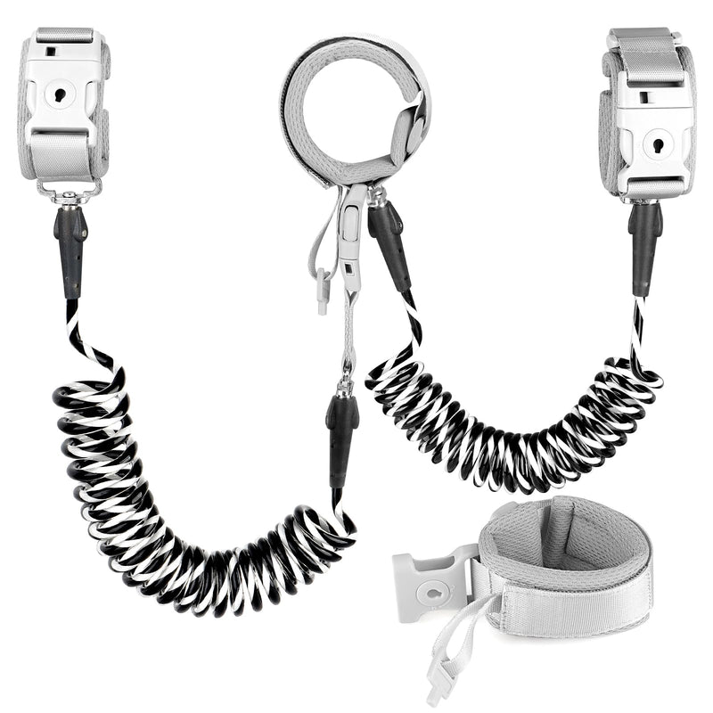 [Australia] - Accmor 2 in 1 Toddler Leash with Magnetic Lock, Kids Anti Lost Wrist Link 2 Packs Keep Twins Close, Reflective Child Walking Harnesses for Baby Boys Girls for Outdoor Black, Black 