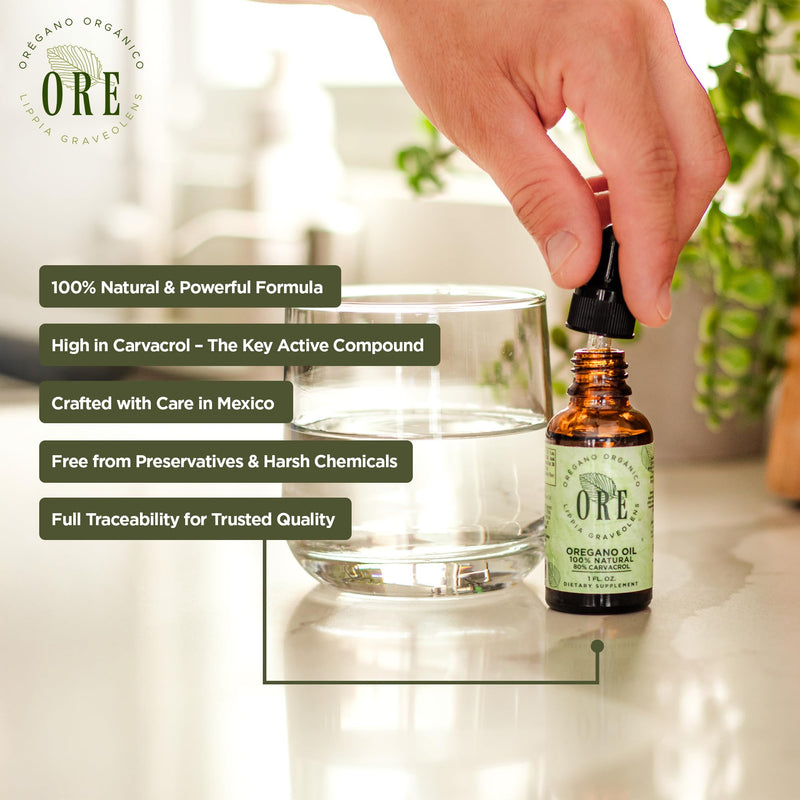 [Australia] - ORE Mexican Oregano Oil Drops 1 oz | 80% Carvacrol | Wildcrafted Herbal Extract for Immune & Respiratory Support | Natural Liquid Supplement | Non-GMO | Dropper Bottle 