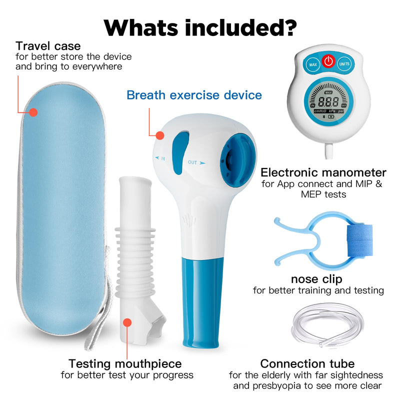 [Australia] - Digital Breathing Exercise Device for Lungs | Lung Trainer for Respiratory Muscle Training | Breathing Trainer for Better Breath | Lung Exerciser Device Mobile App Included 