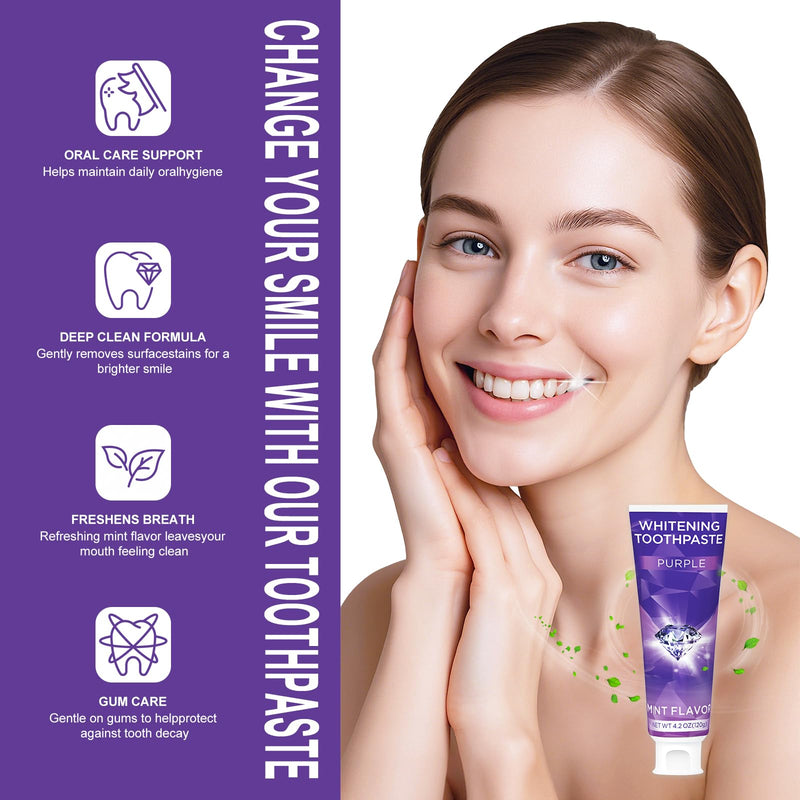 [Australia] - Purple Toothpaste for Teeth Whitening, Teeth Whitening Toothpaste, Tooth Stain Removal, Tooth Stain Removal Colour Corrector 