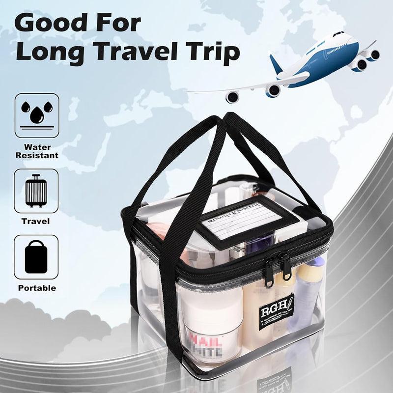 Rough Enough Clear Makeup Toiletry Bag Cosmetic Organizer Large for Travel Women Bundle Set