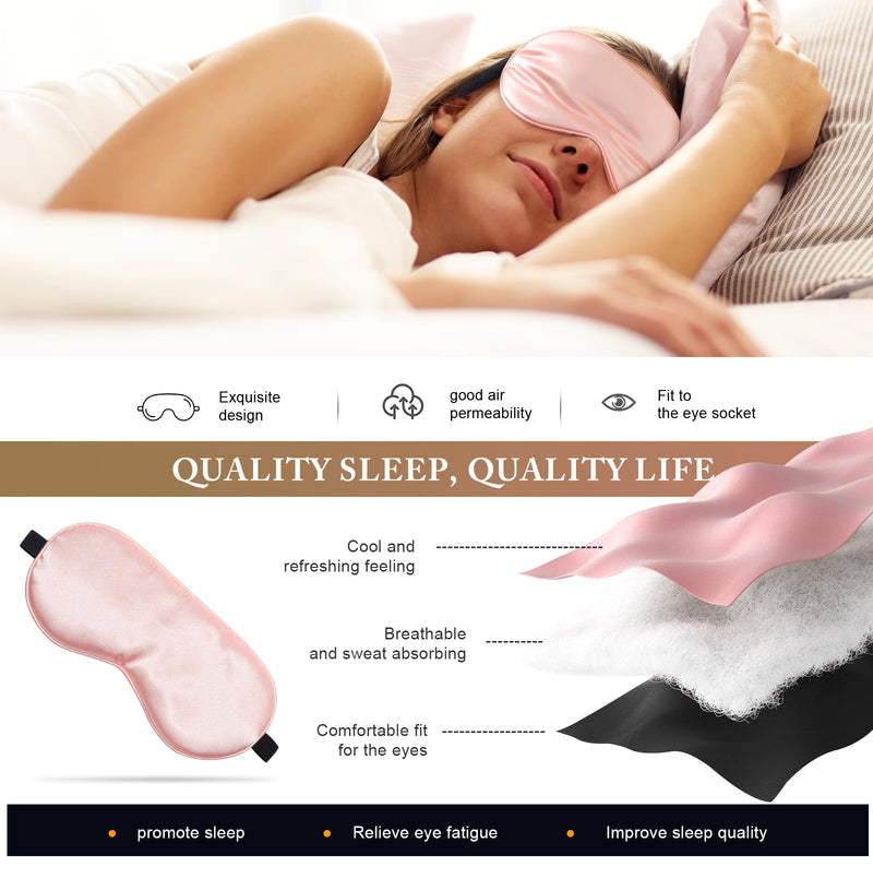 [Australia] - Eye Mask for Sleeping,3 Pack Silk Sleep Masks for Women Men-Blindfold for Travel on Airplane,100% Pure Silk Eye Mask for Sleep with Adjustable Strip Black-pink-purple 
