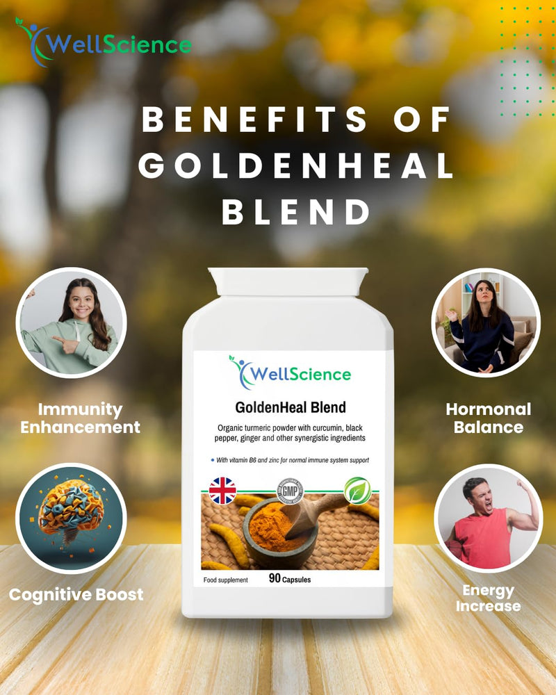 GoldenHeal Blend: Immune Support, Anti-Inflammatory, and Digestive Health - Organic Turmeric, Curcumin, Black Pepper, Ginger & Cayenne