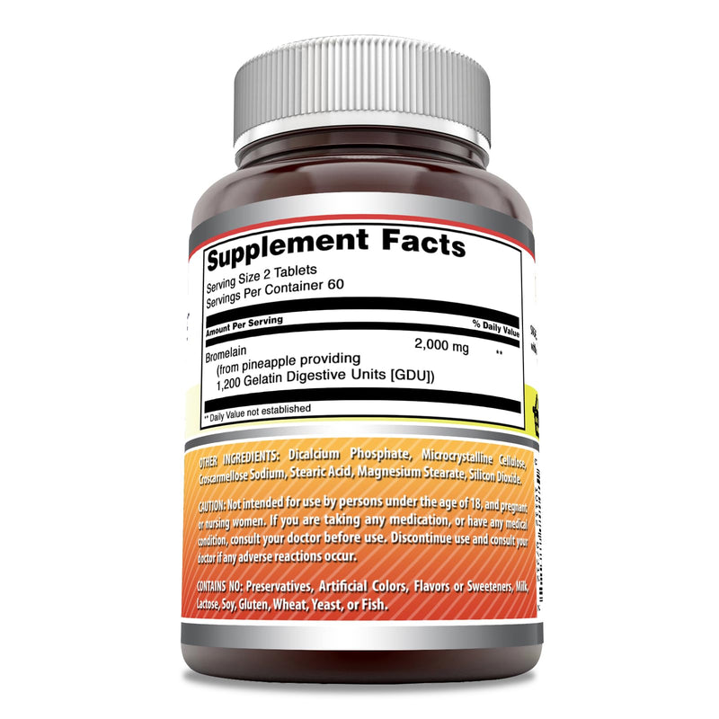 [Australia] - Amazing Formulas Bromelain 2000 Mg per Serving | Tablets Supplement | Non-GMO | Gluten-Free | Made in USA (1 Pack, 120 Count) 1 Count (Pack of 1) 