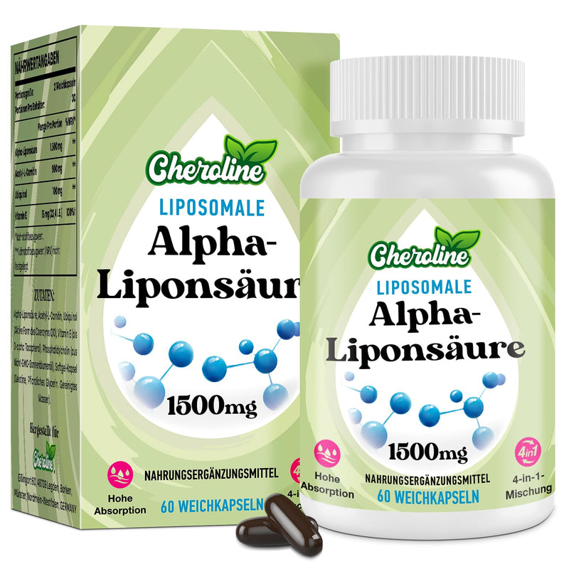 [Australia] - Liposomal Alpha-Lipoic Acid 1500 mg Soft Capsules, with Acetyl-L-Carnitine 900 mg & Ubiquinol 100 mg & Vitamin E 15 mg, Highly Effective 4-in-1 ALA Supplement (60 pieces (pack of 1)) 60 pieces (pack of 1) 