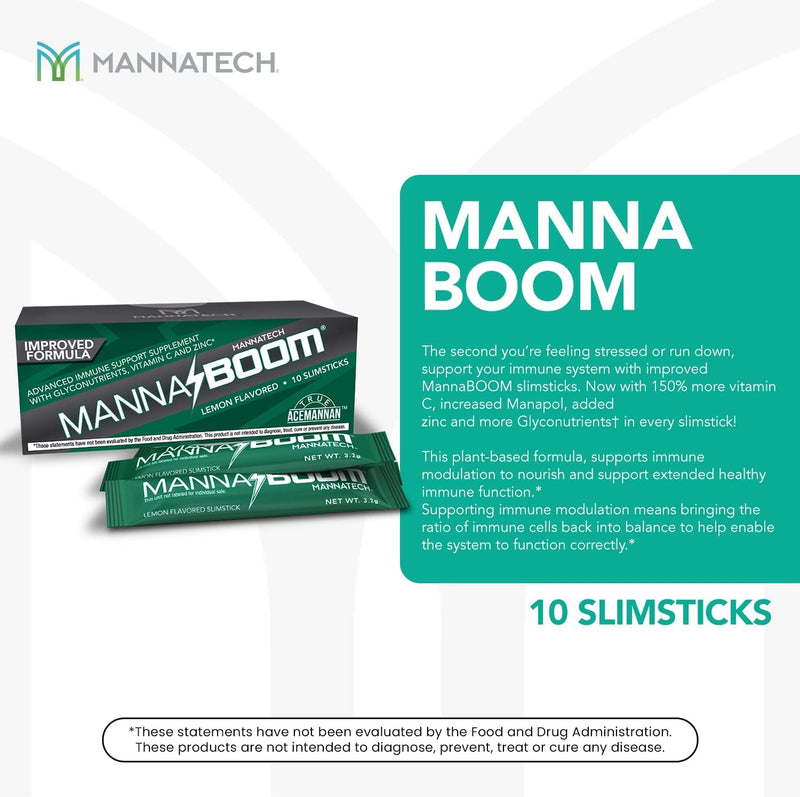 Mannatech - MannaBOOM® - Advanced Immune Support - 10 Slimsticks | Contains Vitamin C, Zinc, Manapol, Glyconutrients, Convenient Slimsticks, Daily Wellness Support, Tropical Drink Mix