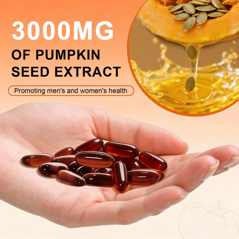 Pumpkin Seed Oil Capsules 300 Softgels, Pumpkin and SeedOil 2 in 1 for Hair Growth,Cold Pressed, Pure Virgin Oil,Good for hair health,Non-GMO,PumpkinSeed Herbal Supplement