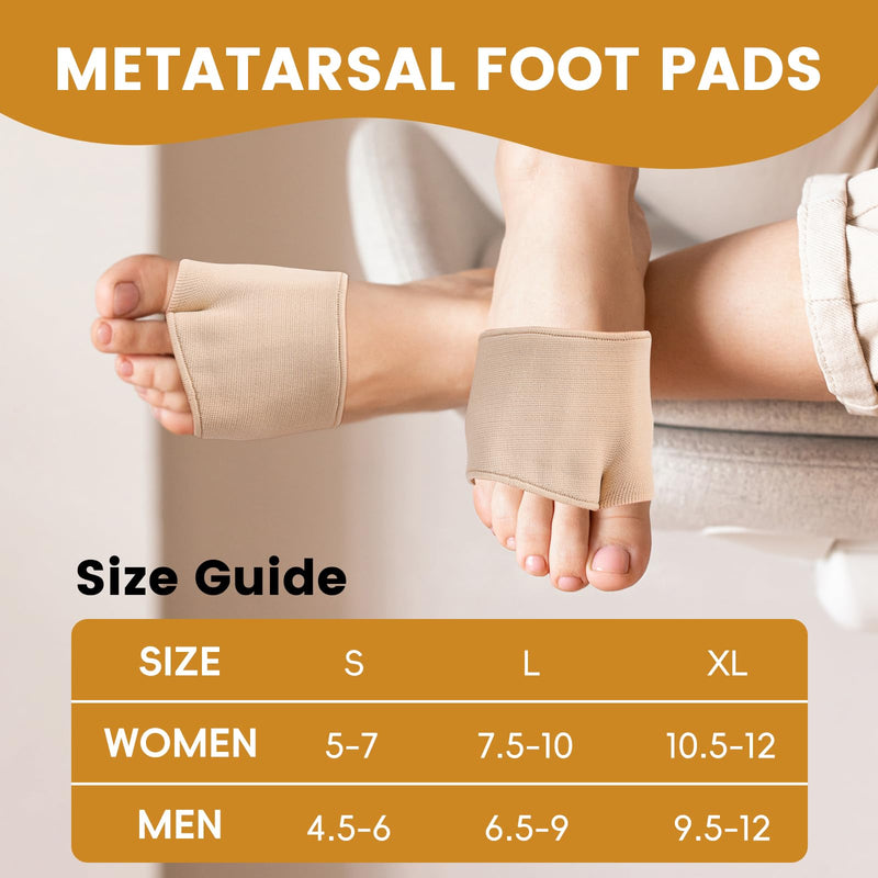 [Australia] - 3 Pairs Metatarsal Foot Pads for Women and Men, Foot Pads for Balls of Feet Cushions Pain Relief, Morton's Neuroma Relief, Metatarsal Support XL Beige 