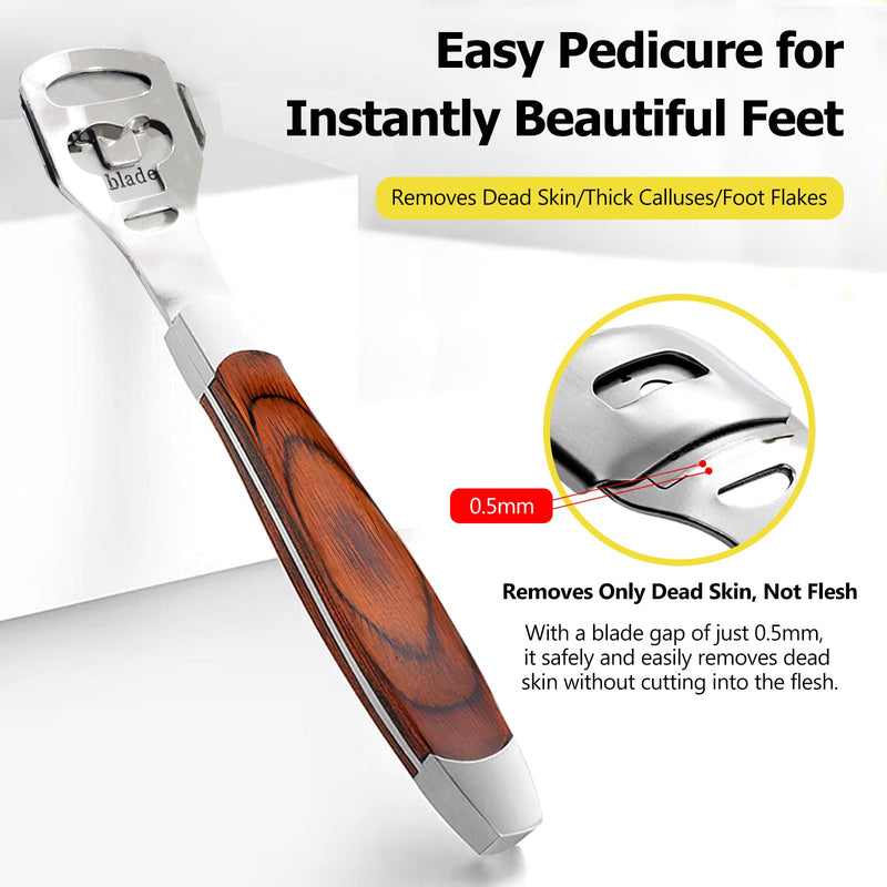 [Australia] - Foot Care Pedicure Callus Shaver with Wood Handle - Hard Skin Remover Including 10 Blades 