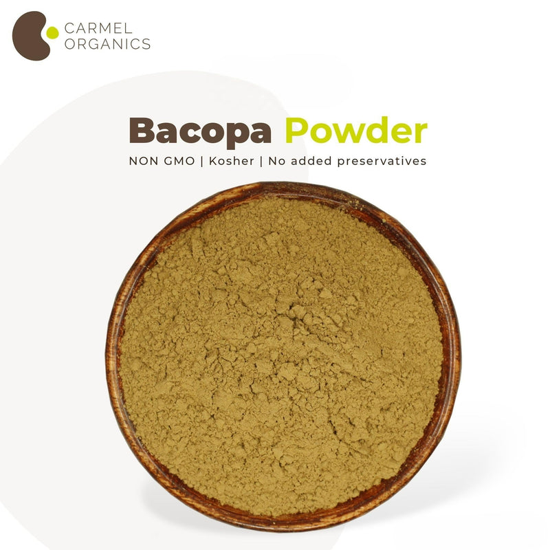 [Australia] - CARMEL ORGANICS Bacopa Monnieri/Brahmi Powder | 8 Ounce or 0.5 Lb/ 227 Grams(Pack of 1) | Natural and Pure Bacopa Powder Non-GMO | No Added Preservative 8 Ounce (Pack of 1) 