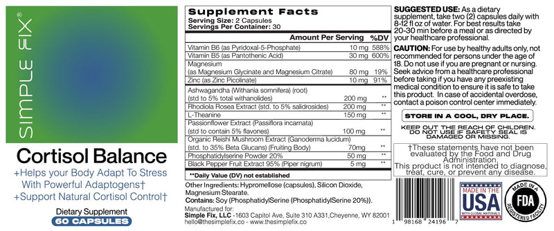Cortisol Balance Supplement – Supports Stress, Focus & Daily Energy – with Ashwagandha, Rhodiola Rosea, L-Theanine, Magnesium, Zinc & B6 – Adaptogen Formula – Vegan Capsules