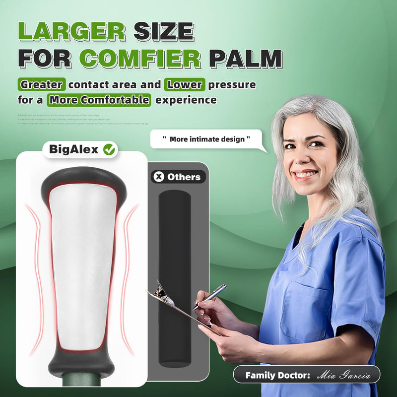 [Australia] - BigAlex Lightweight Walking Cane, Soft Offset Handle for Seniors, Adjustable Collapsible Portable Stick for Women & Men, Mobility Aid for Elderly Adults, Folding Cane Provides Stability & Balance Green 