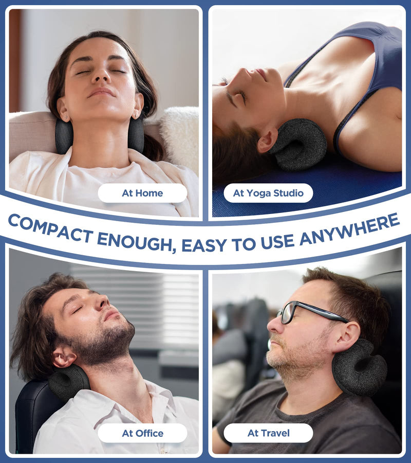[Australia] - Osteo Neck Stretcher with Magnetic Therapy Cover, 2 Modes[Gentle/Strong] Pain Relief Cervical Traction Device, No Smell Neck and Shoulder Relaxer, Chiropractic Pillow for TMJ Headache Spine Alignment Black 
