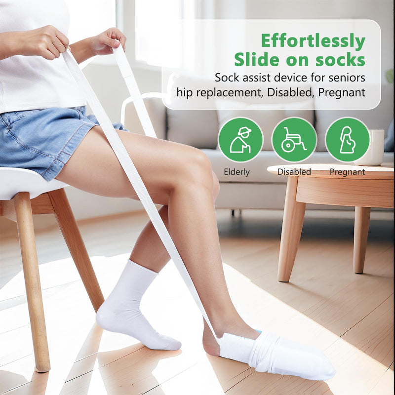 [Australia] - Fanwer Sock Aid Kit -Sock Aide Device for Seniors with Adjustable Shoe Horn, Flexible Sock Helper Easy On Easy Off, Sock Assist Device for Elderly, Pregnant, Hip Surgery Recovery Aids for Daily Living 