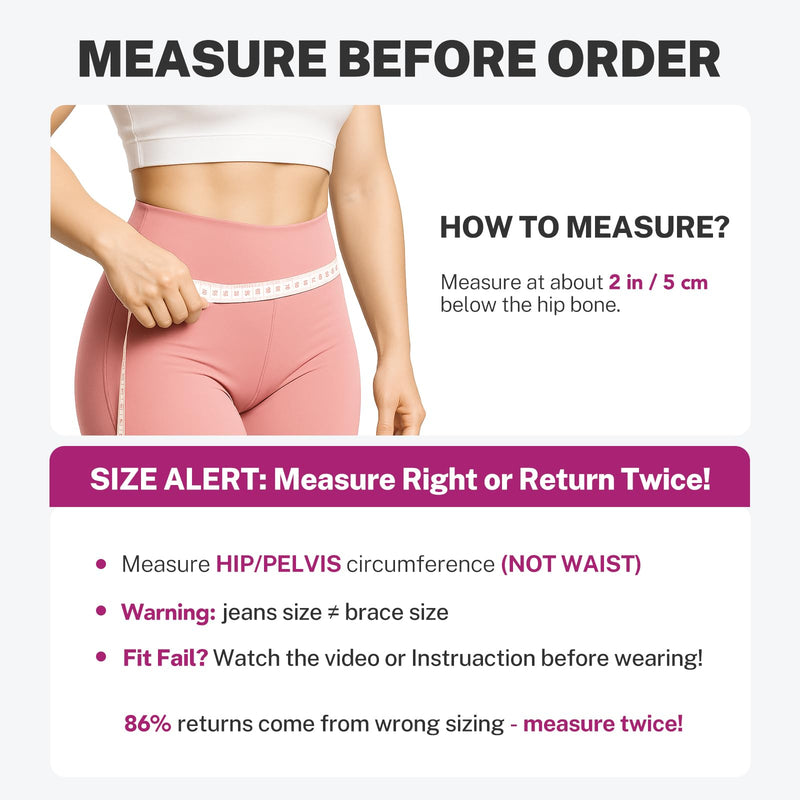 [Australia] - X-Shape Hip Brace - SI Joint & Sacroiliac Support Belt for Sciatica Pain Relief, Postpartum Recovery, Pelvic Stabilization - Breathable Two-Panel Design with 4 Silicone strips (Adjustable, L) Rose 