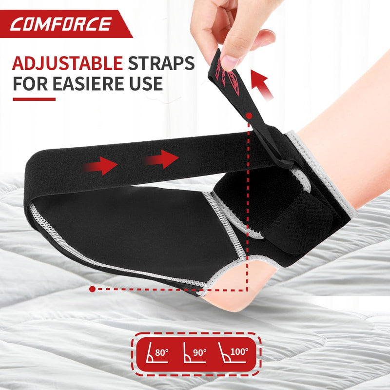 [Australia] - COMFORCE Adjustable Plantar Fasciitis Night Splint, Non-Slip Plantar Fasciitis Socks for Relieving Foot Pain, Plantar Fasciitis, Achilles Tendonitis, Heel Spurs, Flat Arches, L (Black) 