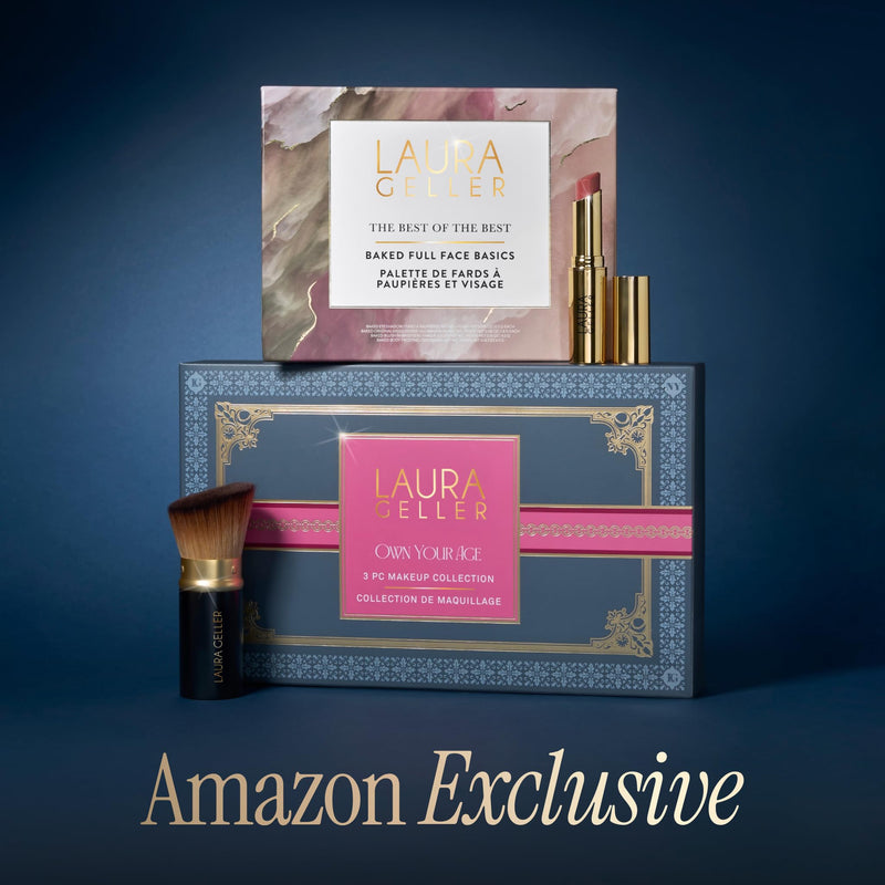 [Australia] - LAURA GELLER NEW YORK Own Your Age Boxed Makeup Collection | Amazon Exclusive - Giftable Makeup Set with All-in-One Face Palette, Hydrating Lip Color Balm and Retractable Travel Friendly Kabuki Brush 
