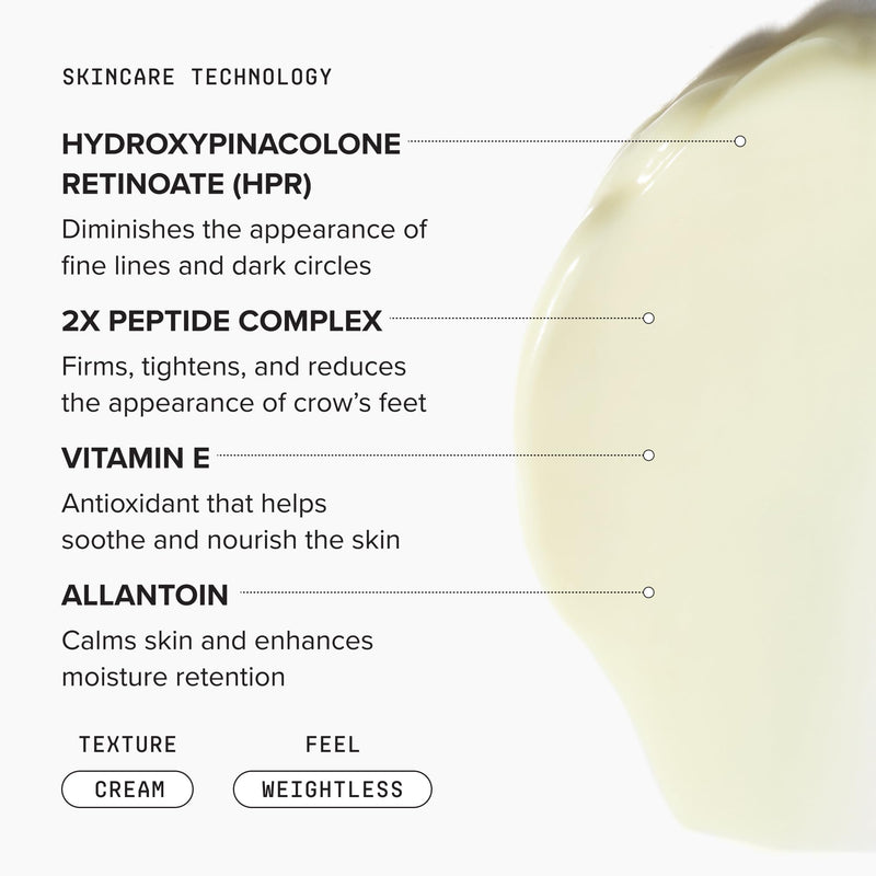 DRMTLGY HPR Eye Cream | Anti-Aging Undereye Cream | Fine line smoothing, Dark circle reduction, Peptides, Hydroxypinacolone retinoate (HPR), Vitamin E, Overnight renewal