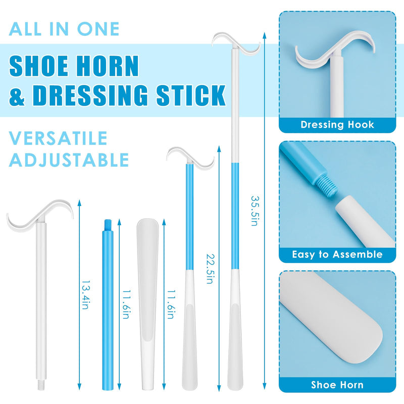[Australia] - Geelin 4 Pcs 35'' Extra Long Dressing Stick, Handled Shoe Horn for Elderly, Disabled, Limited Mobility, Hip Replacement Recovery, Shoulder and Knee Surgery, Helps Getting Dressed Without Bending 
