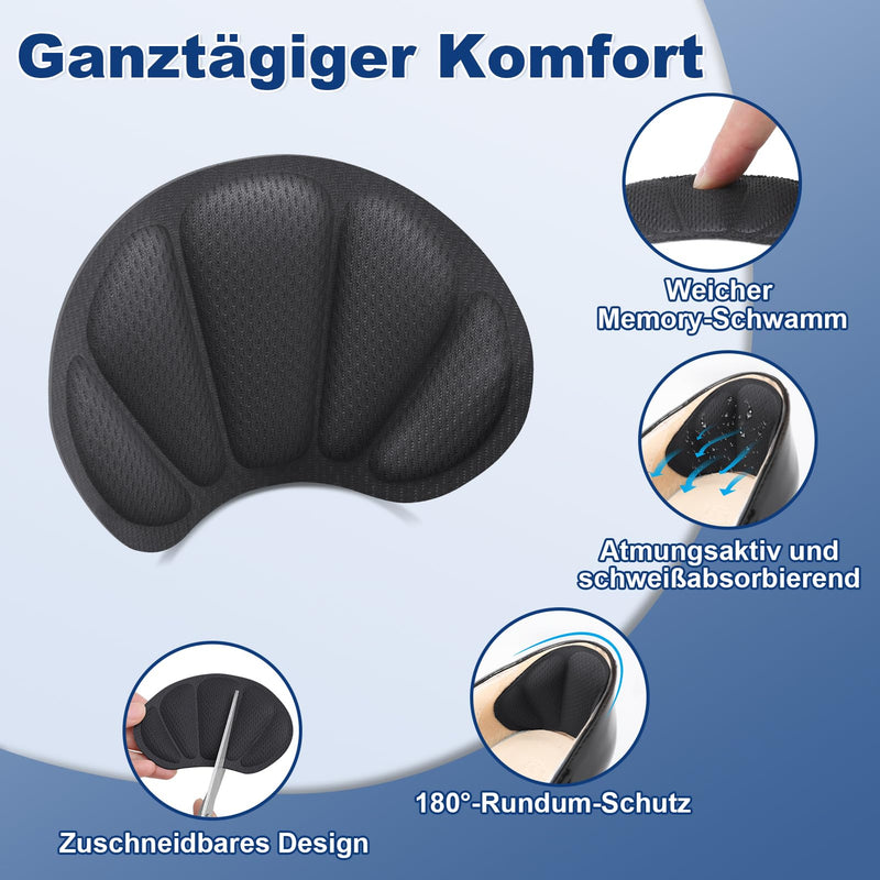[Australia] - AnjoCare Heel Pads, 3 Pairs of Self-Adhesive Heel Pads for Loose Shoes, Non-Slip Heel Pads for Sneakers, High Heels and Oversized Leather Shoes Black 