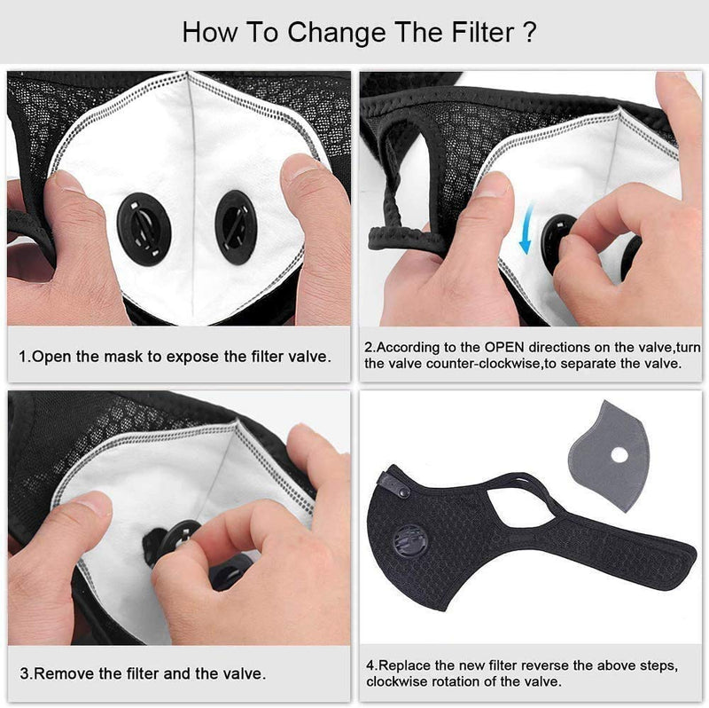 [Australia] - 30 Pcs Activated Carbon Face Filters Anti Dust Replacements Parts for Most Sport Bicycle Cycling Mask Filters with 8 Exhaust Breathing Valves Replacement 