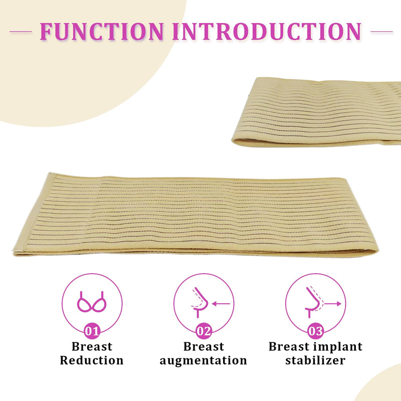 [Australia] - Post Op Breast Augmentation Band | Breast Implant Chest Brace For Women | Compression Wrap Post Surgery Bra Belt | No Bounce Stabilizer Strap | Sport Bra Alternative For Running Working Out (Beige, Large) Beige 