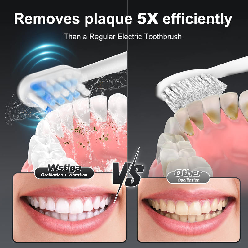 2025 New Sonic Electric Toothbrush for Adults - Vibration 60,000 VPM & 73° Oscillation Rechargeable Electric Toothbrush, 50+ Days Battery Life, 3 Modes, 2-Minute Timer, 3 Brush Heads, White