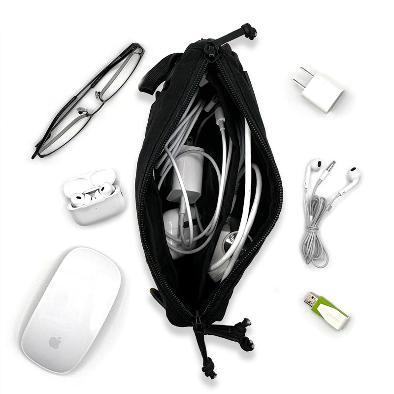 Travel Pouch - Lightweight Portable Storage with Multiple Dividers and Pockets – 10”x8”x1.5” – Black Cordura