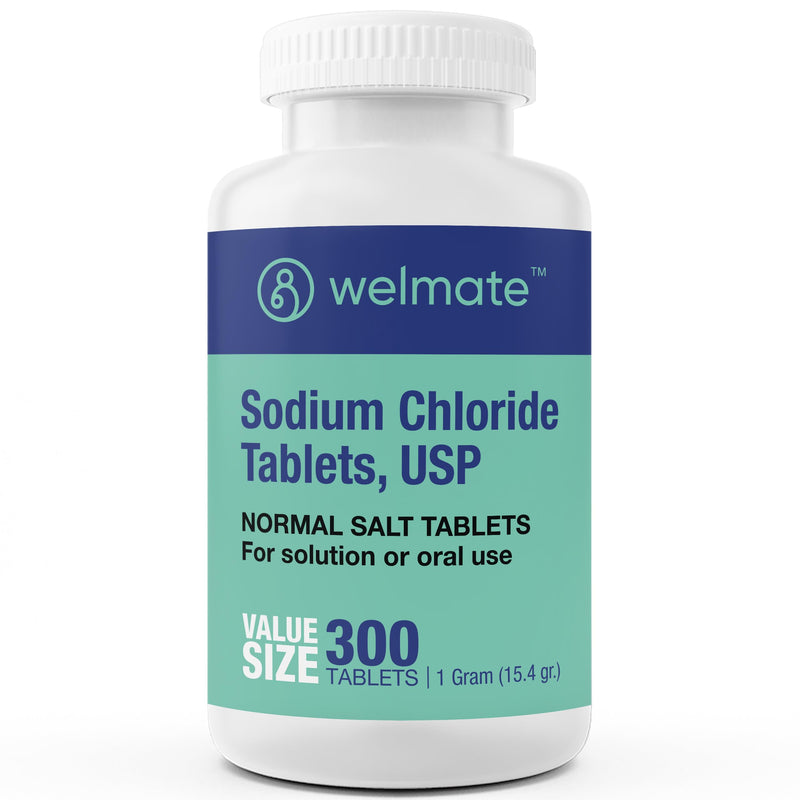 [Australia] - WELMATE - Sodium Chloride (Salt) Tablets - 1000 mg per Tablet - Maintains Hydration & Electrolyte Balance - 300 Count - 15.4 g Total Salt Content - Tablet Form 