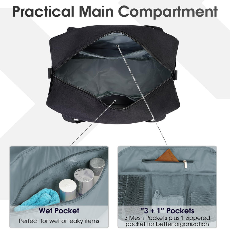 Narwey Travel Duffel Bag with Wet Pocket + Clear Travel Toiletry Bag for Women and Men