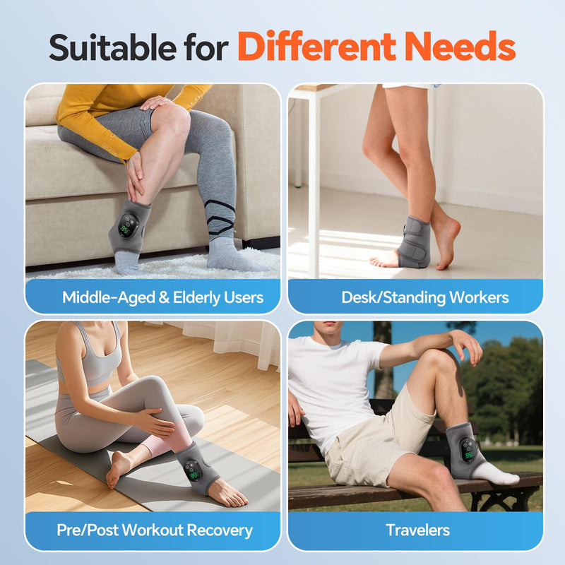BAISEMAIN Cordless Foot Massager for Neuropathy, Foot and Ankle Massager, Ankle Heating Pad with Massage, 6 Heating, 3 Massage Modes&Timer, Gray