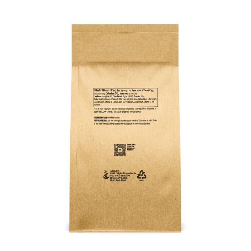 [Australia] - PURE ORIGINAL INGREDIENTS Brown Rice Vegan Protein Powder (1 lb) Sprouted Brown Rice, Gluten Free, Shakes & Smoothies 1 Pound 