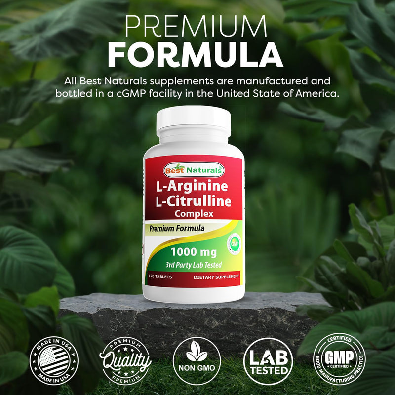 Best Naturals Arginine Citruline Complex 1000 Mg 120 Tablets Unflavored 120 Count (Pack of 1)
