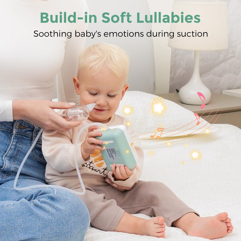 [Australia] - Momcozy Nasal Aspirator for Baby, „ÄêHospital-Grade„Äë 70 KPa Strong Suction & 9 Suction Levels Nose Sucker, Electric Nose Cleaner for Toddler & Newborn, Soothe Light & Lullabies, BPA Free Silicone Tips 