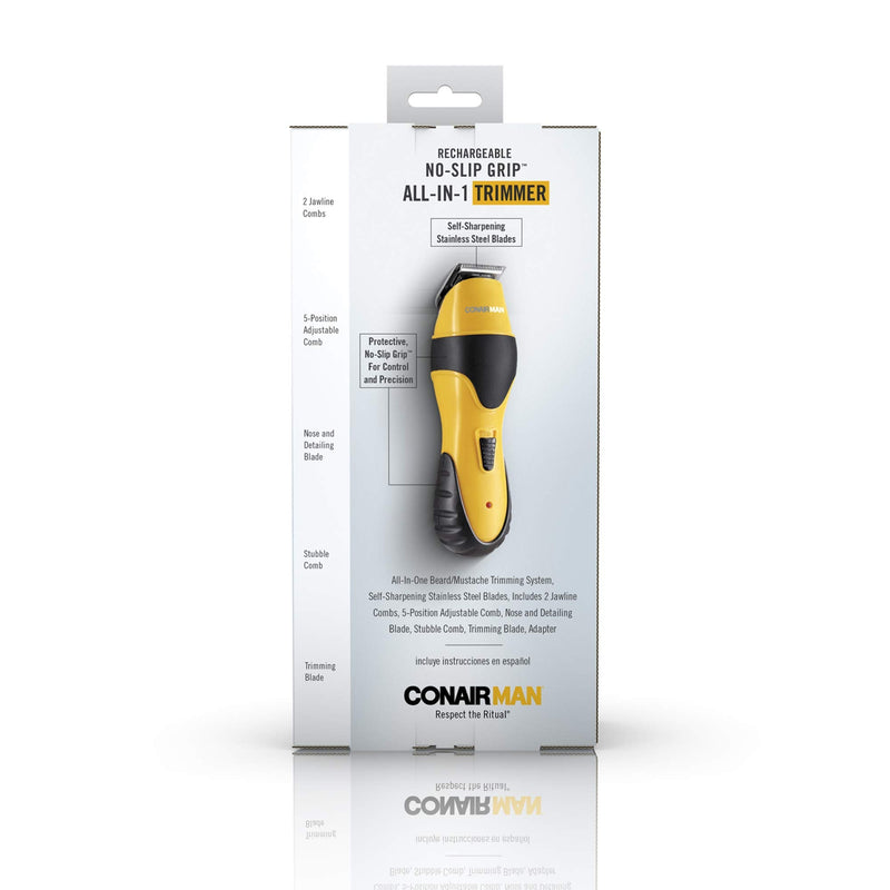 [Australia] - ConairMAN All-in-One Beard Trimmer for Men for Face, Nose and Ear Hair Trimmer,6 piece Men's Grooming Kit, Cordless/Rechargeable Yellow/Black 11 Piece Set 