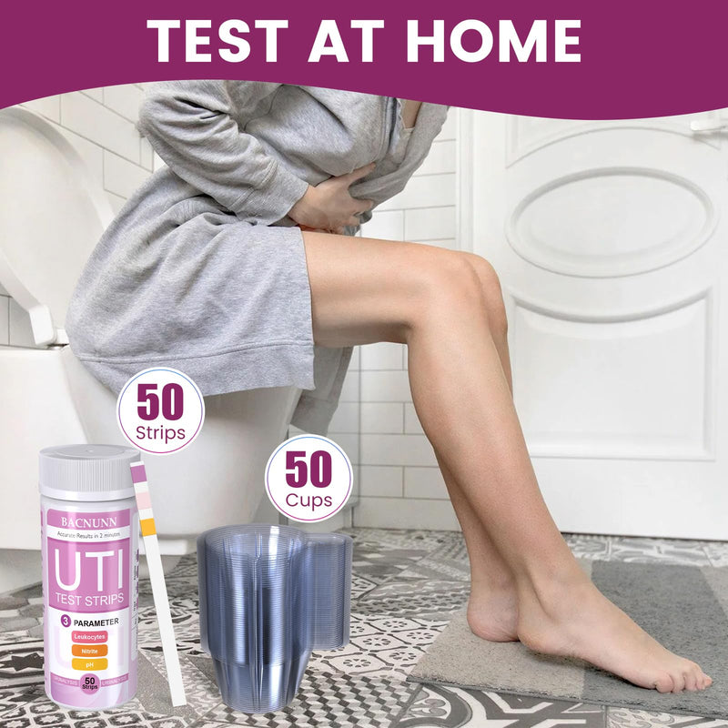 [Australia] - UTI Test Strips for Women: 50ct 3-1 Urinary Tract Infection Treatments Test Strips for UTI & Bladder, Accurate Readings at Home, Urine Dipstick Kit for Urinalysis 50 Strips + 50 Cups 
