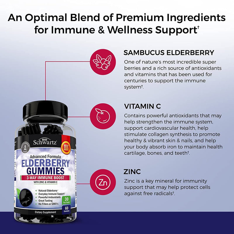 BioSchwartz Respiratory & Immune Lung Support Supplement with Quercetin (1 Month Supply) Plus Elderberry Gummies with Zinc and Vitamin C for Adults Immune Support (1 Month Supply)