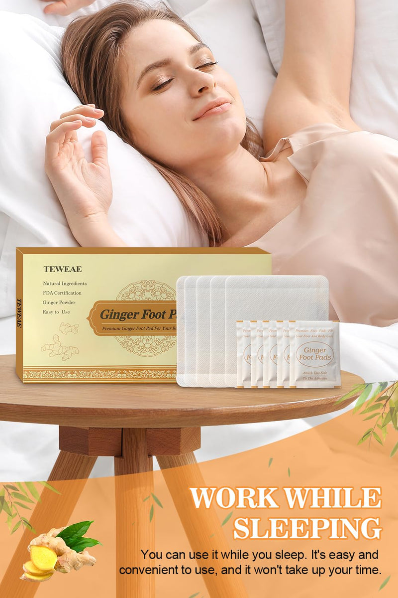 TEWEAE Foot Pads, Ginger FootPads, Natural Ginger Powder Bamboo Vinegar Foot Patches to Feel Better, Sleep Better & Relieve Stress, 20 Packs. 20 Count (Pack of 1)