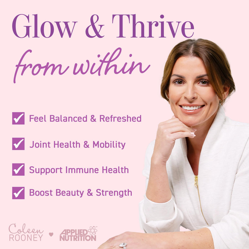 Applied Nutrition - Coleen Rooney - Marine Collagen - Anti-Aging Formula - Best Skin Rejuvenation - Best Joint Support - Radiant Complexion - (14 Sachets - 12.5g Each) (Strawberry) Strawberry