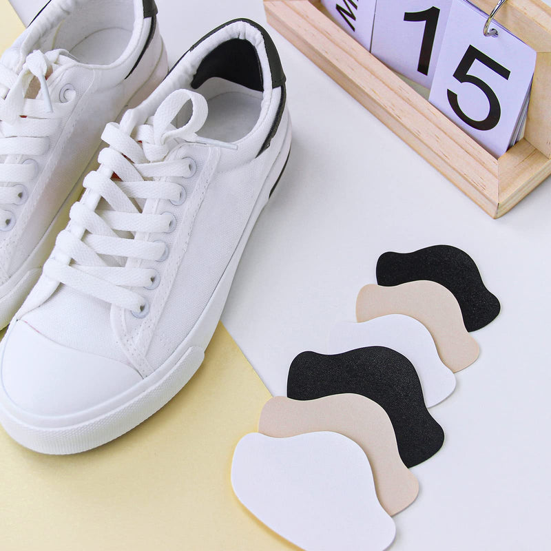 [Australia] - 12 pairs of heel protectors for shoes, two sizes, shoe heel repair patch, heel pad, sneaker, self-adhesive shoe inner heel repair for leather or sports shoes (black, white, khaki) 