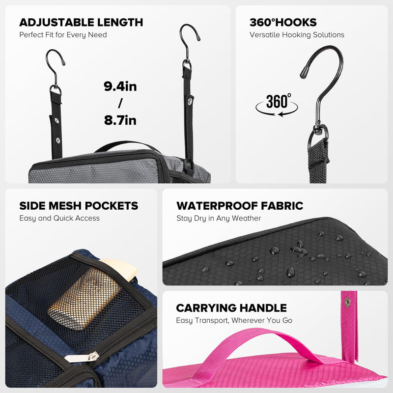 Vokelater Suitcase Organizer - Travel Luggage Organizer with Hanging Shelves & Packing Cubes - Collapsible, Portable, Carry-on, Medium, Black Black-M